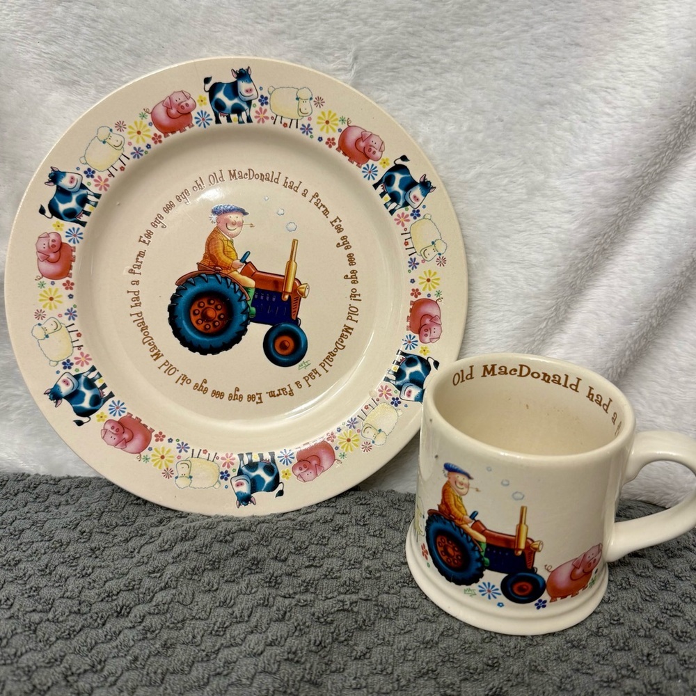 Vintage ANDERTON POTTERY (England) Old MacDonald Had A Farm / Child's
Plate/Cup